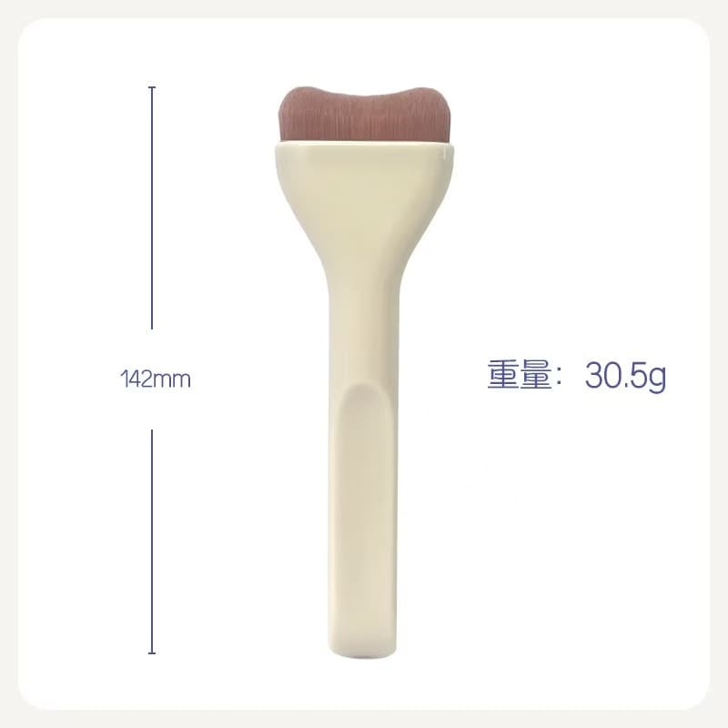 Cosmetic applicator brush with dimensions.