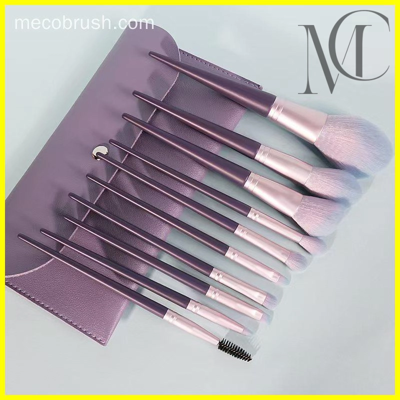 Purple makeup brush set