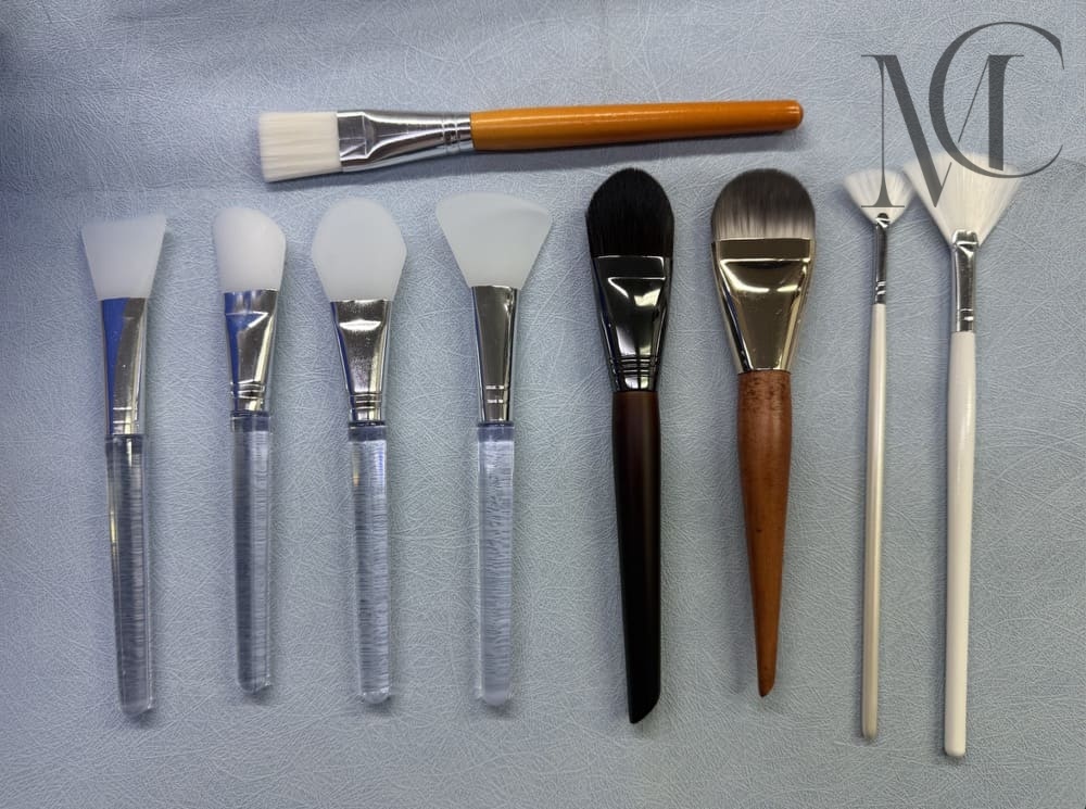 Spa brush manufacturer Assortment of makeup brushes with various handle and bristle types.