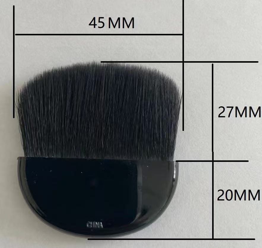 Cosmetic brush with dimensions: 45mm width, 27mm bristle height, and 20mm handle height.